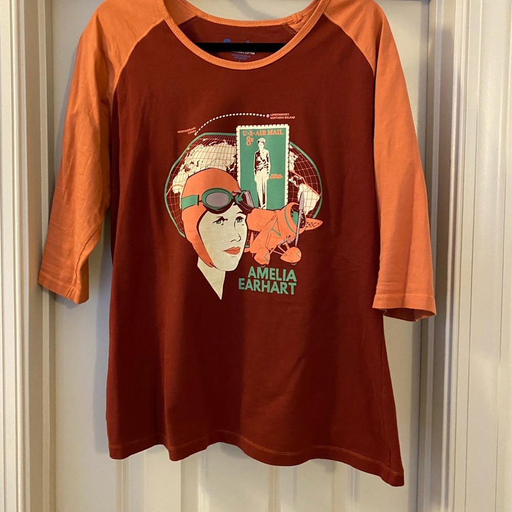 Amelia Earhart Graphic Women's Top - Orange